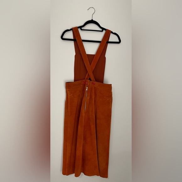 Free people orange suede apron dress retro midi length - Picture 2 of 2